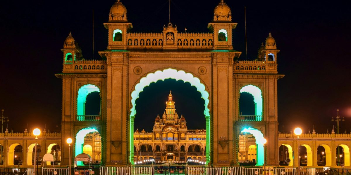 brown concrete building during night time